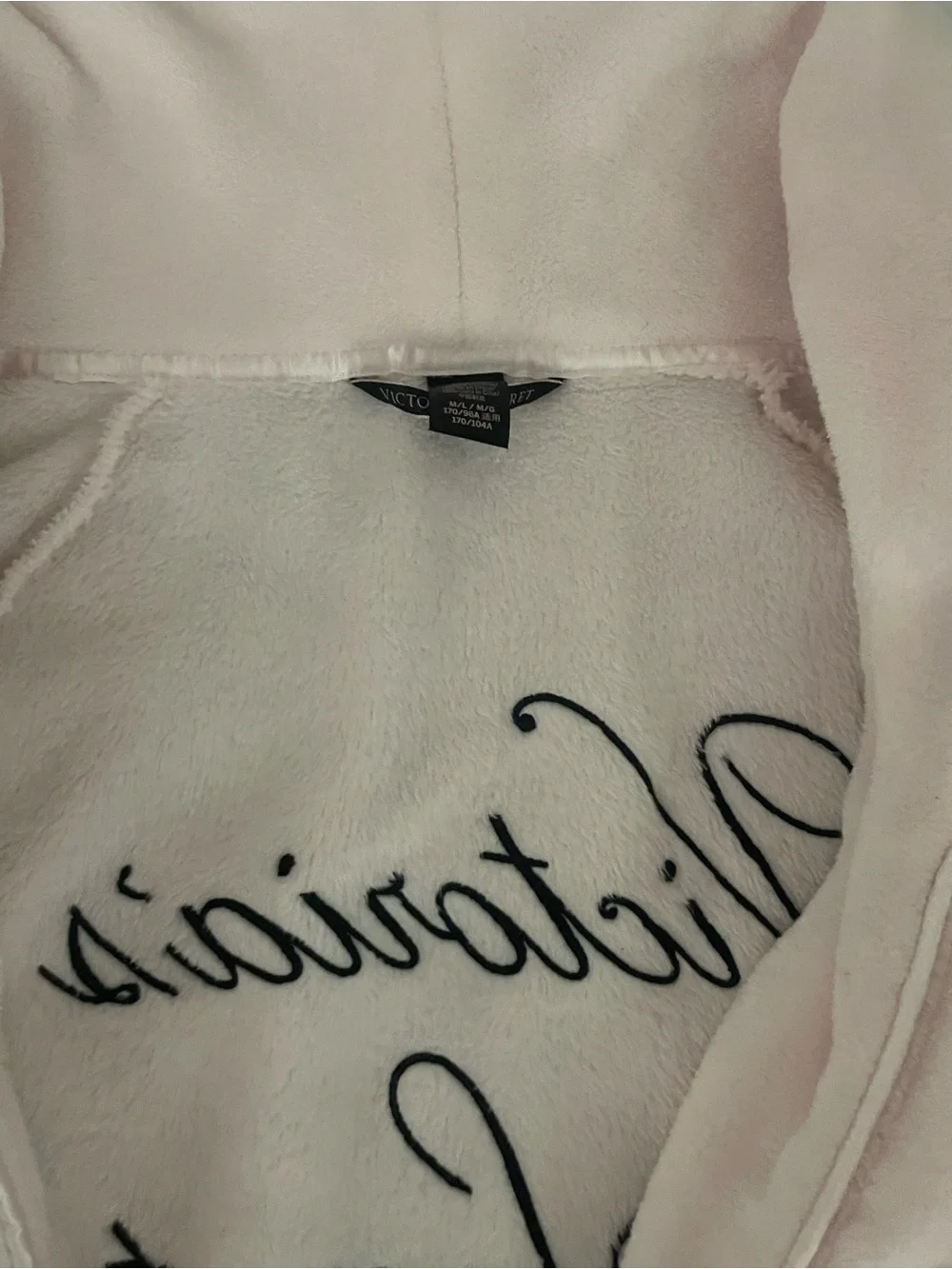 Victoria's Secret‎ Light Pink Plush Hooded Robe with Embroidered Back